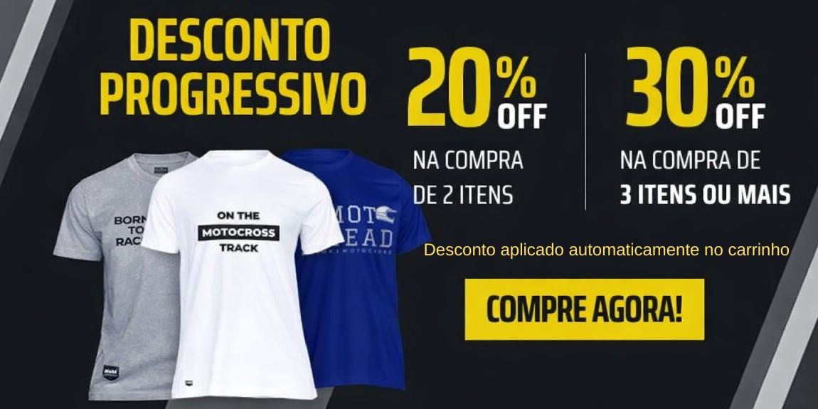 2 Itens 20% off / 3 Itens 30% off Desconto progressivo tarja